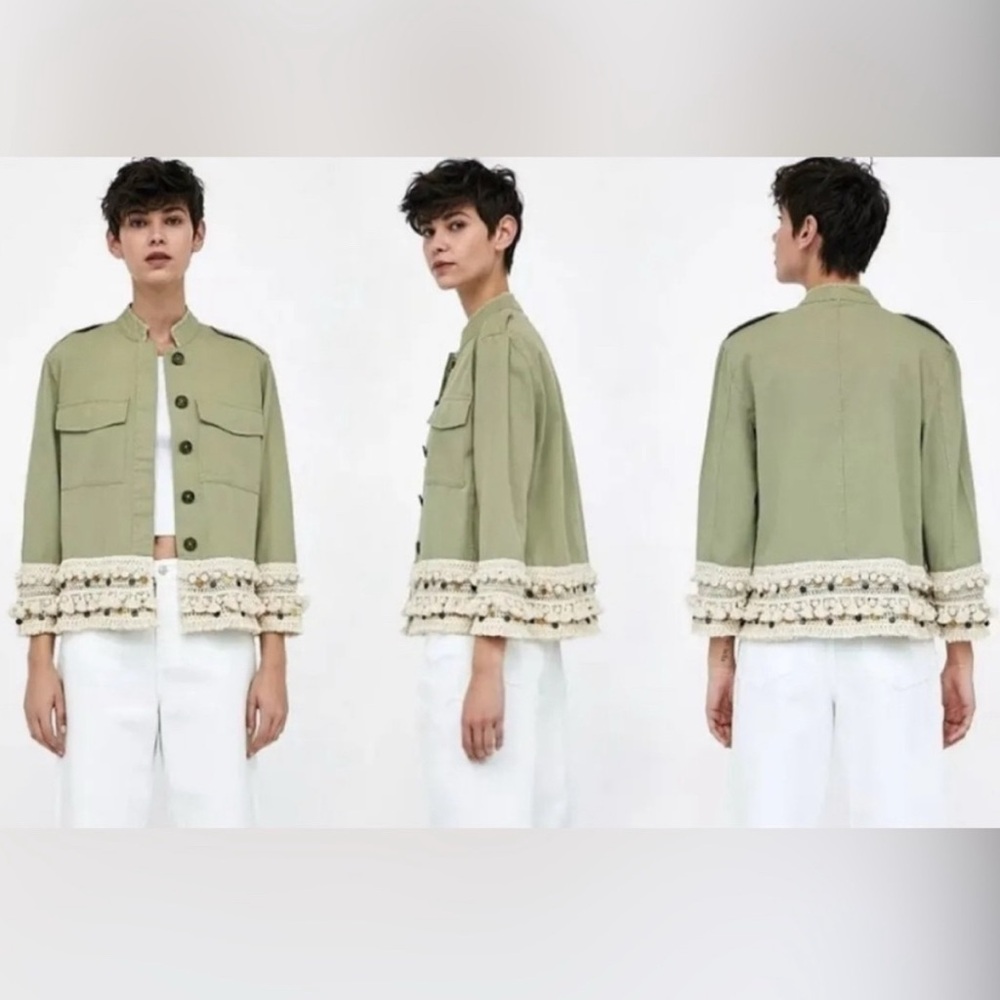 Zara Utility Jacket with Tassels, Crochet and Mini Coin Embellishments.
